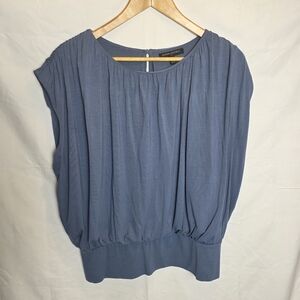 Bannana Republic Shirred Top L Sleeveless Feminie Pleated Drapey Gathered Waist